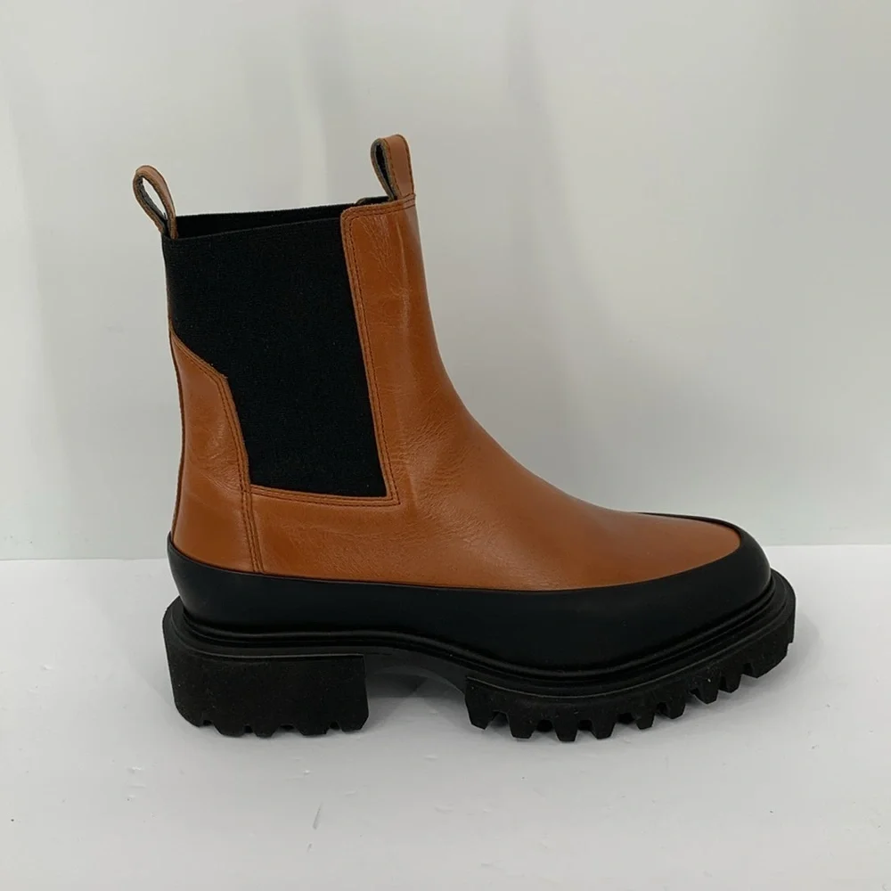 All Saints Harlee Chelsea chunky ankle boot shoe caramel brown women new 37 7